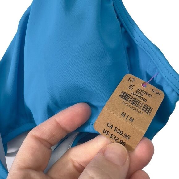 NWT‎ medium blue PINK BODY WRAP BIKINI TOP - Picture 4 of 14